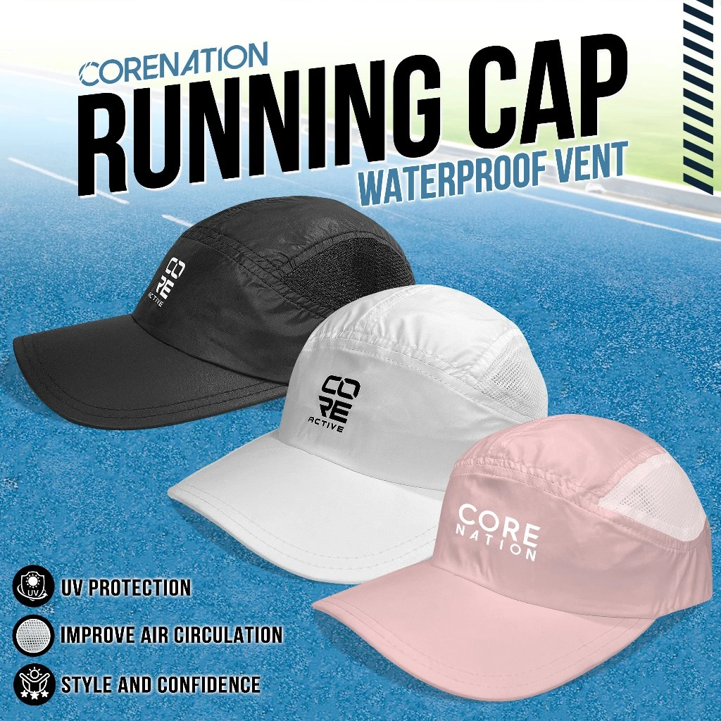 CoreNation Running Cap Unisex waterproof vent - Topi Olahraga Lari/Tennis/Golf/baseball/Jogging