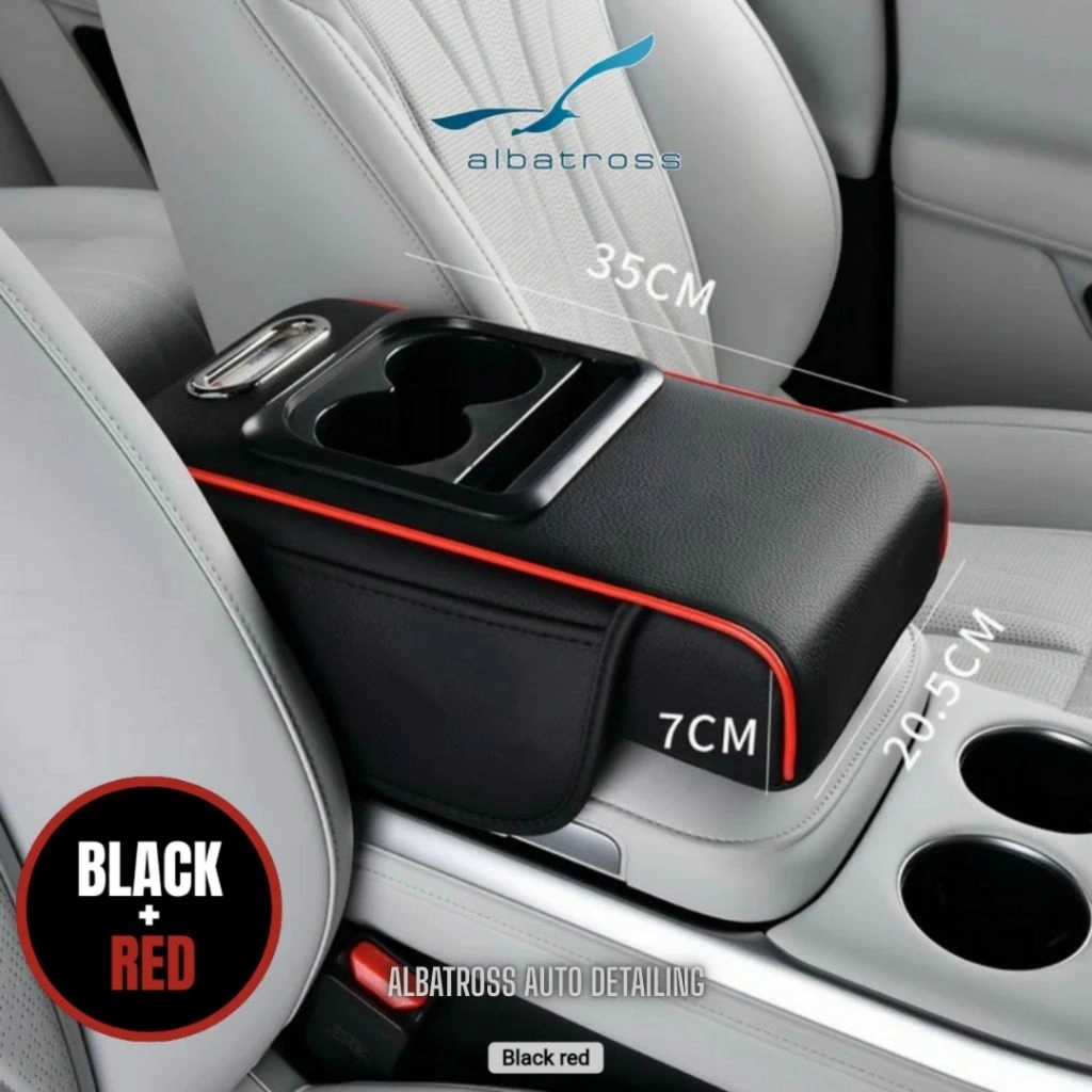 Albatross Armrest Pad Mobil + Kotak Tisu Mobil Tempat Botol 5in1 Console Box Storage / Car Arm Rest