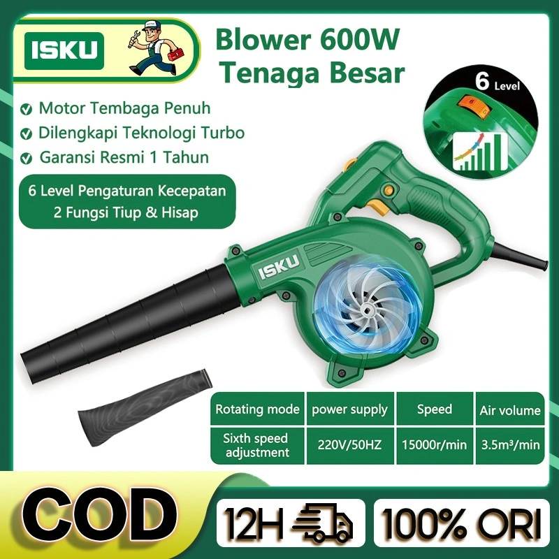 ISKU Hand Blower 600W Mesin Blower angin 220V/Penyedot Debu Multifungsi 2IN1 Pembersih Mobil Disukai