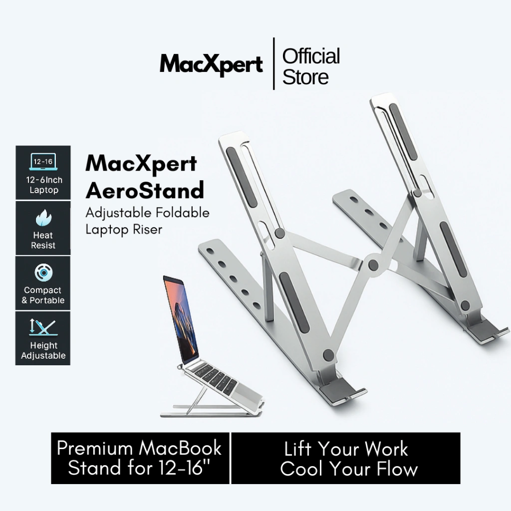 Laptop stand lipat full Aluminium Adjustable Laptop Stand Notebook Stand Laptop Holder Dudukan Laptop Tablet Portable Alumunium
