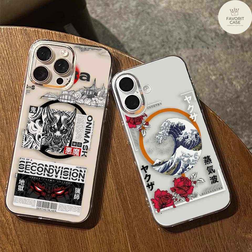 Iphone 13 14 15 16 PRO PROMAX Premium Magsafe Soft Case Motif Cool Edgy Samurai Japanese Art Silikon Casing GMLC 898 899