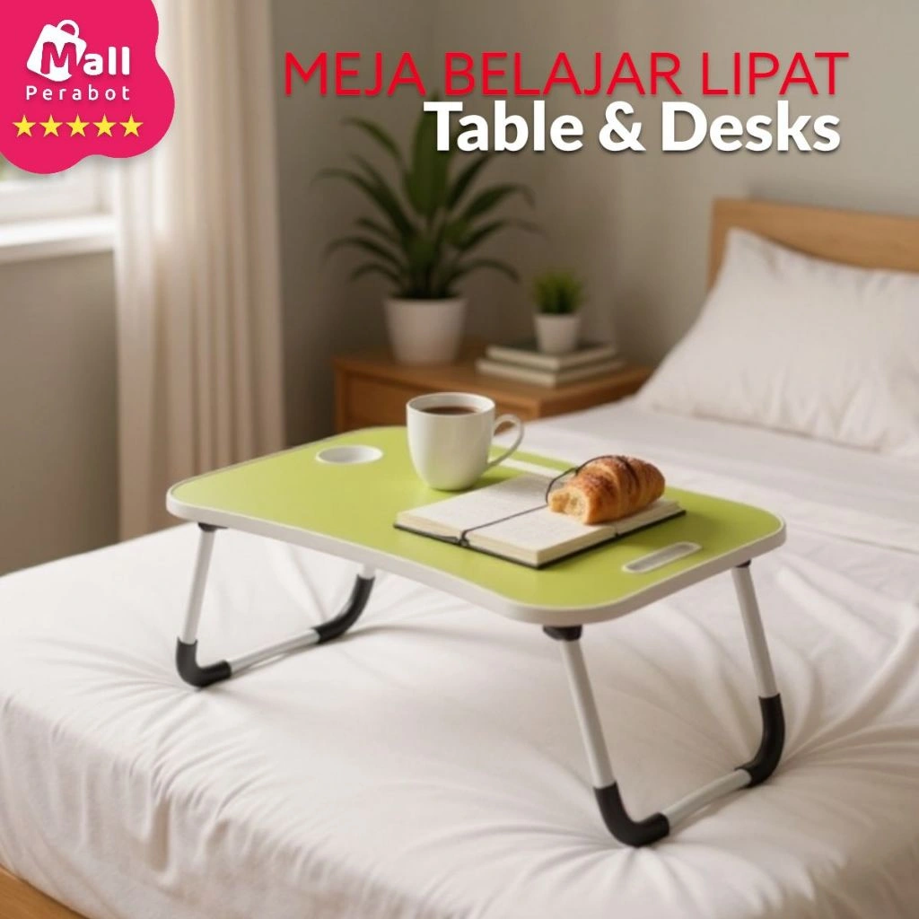 Mall Perabot | Meja Lipat Portable | Meja Belajar Besar Anak Multifungsi | Anti Air Karakter dan Polos