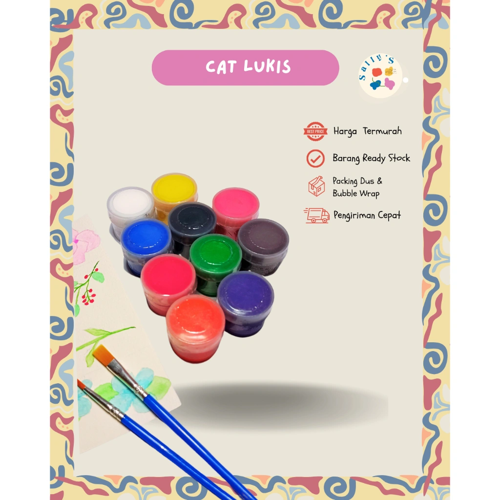 Cat Lukis Akrilik Perlengkapan Melukis Anak Sekolah Palet Canvas Hadiah Souvenir