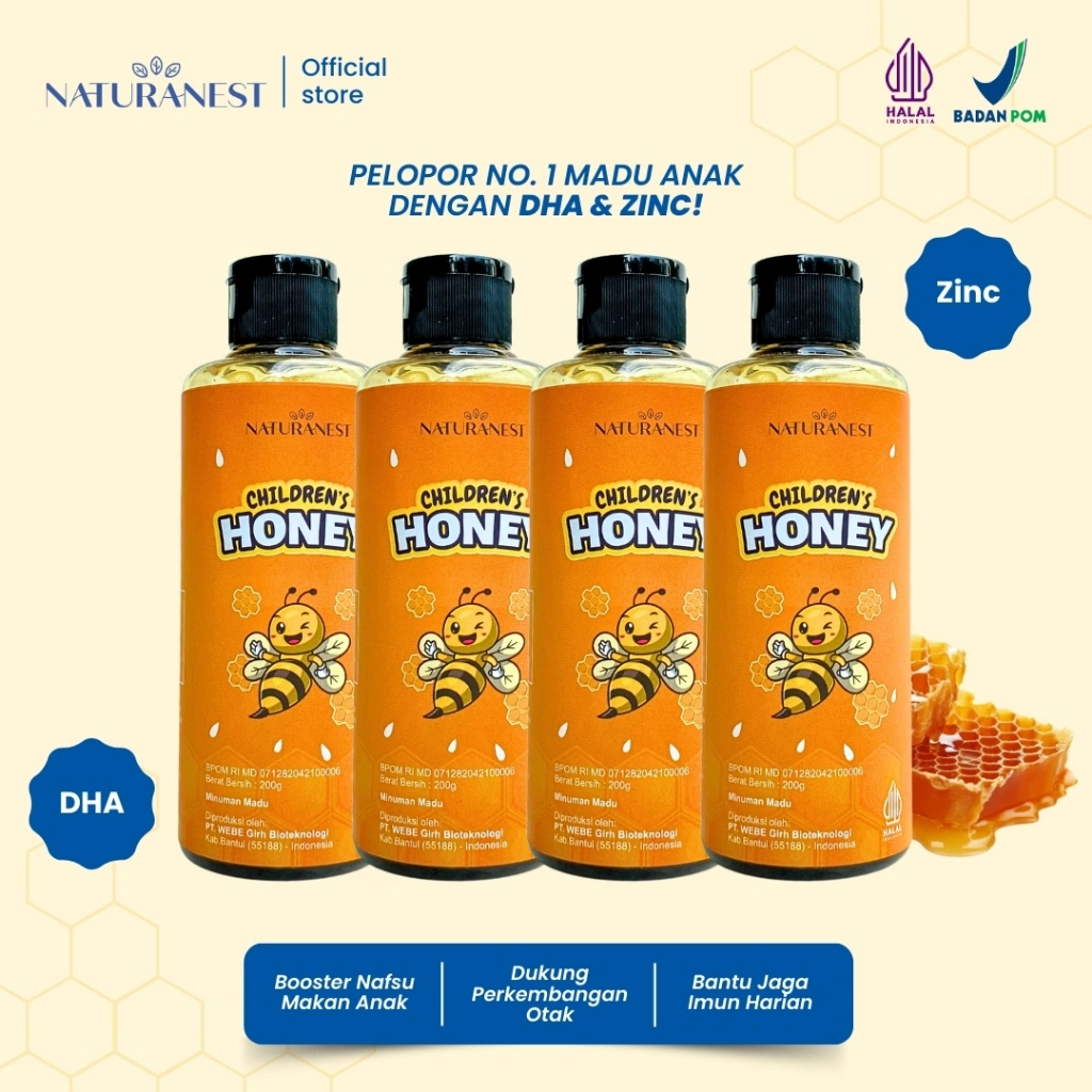 NATURANEST Children's Honey - Madu Multivitamin Anak Paket 4 Botol