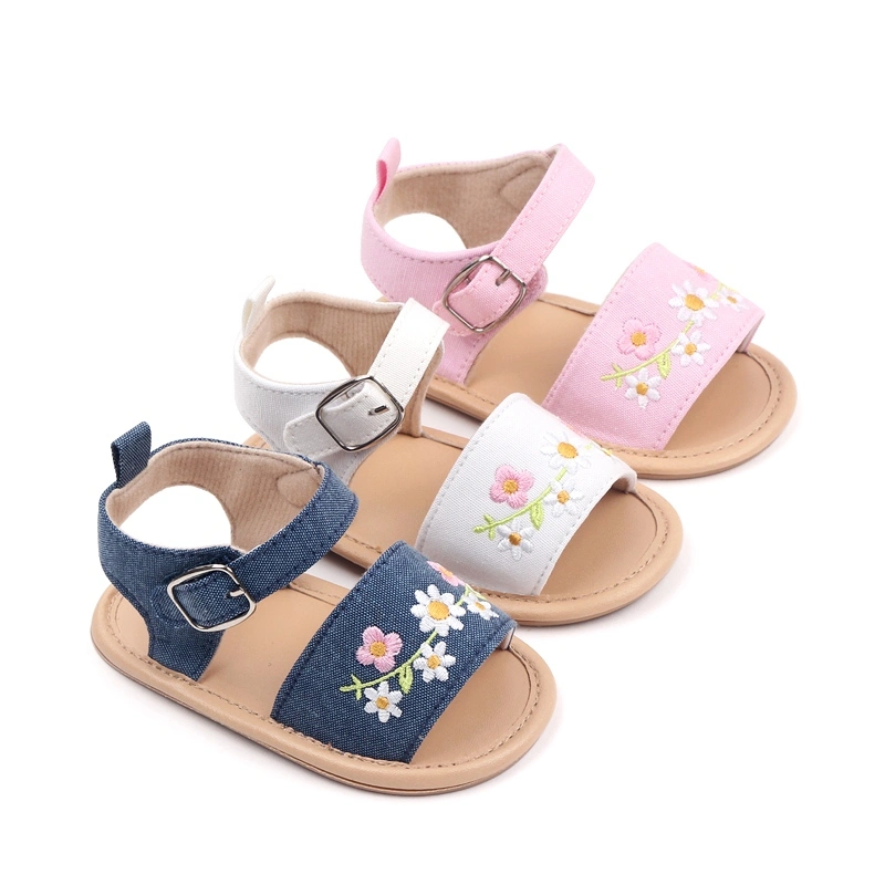 Sendal Bayi atau Sandal Bayi Perempuan Anti Slip Bordir Bunga Usia 0 - 12 Bulan Kaike Store