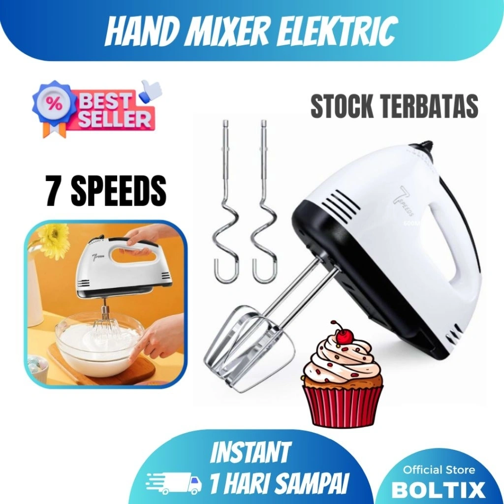 Super Hand Mixer Elektrik Multifungsi Alat Pengaduk Pengocok Adonan Kue Roti Telur 7 Speed