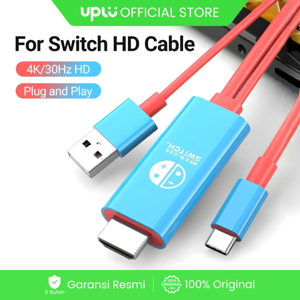 UPLU Kabel Type-C to HDMI 4K 30Hz Converter TV Proyektor Switch Laptop PD 100W Fast Charging 2M