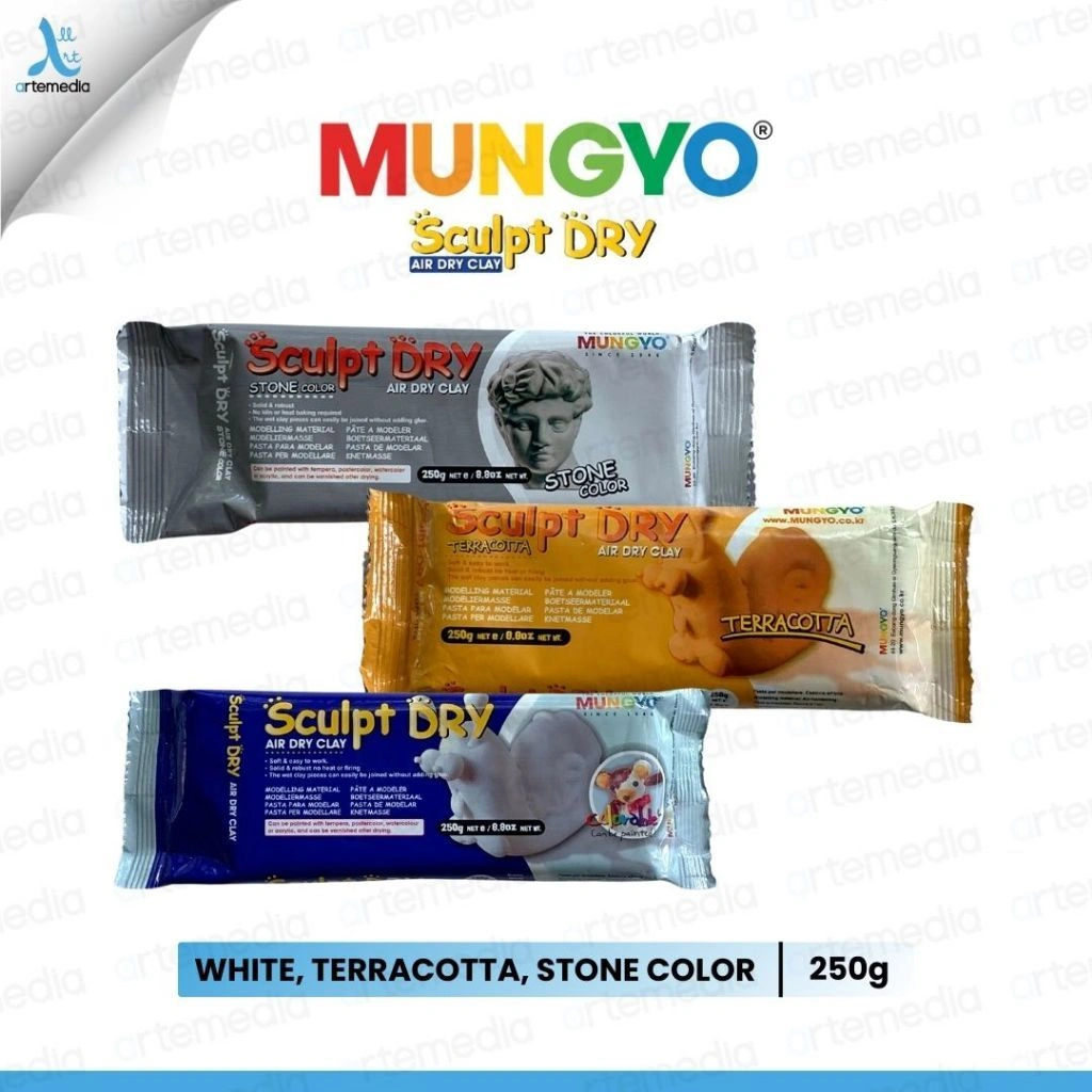 Mungyo Sculpt Dry Modelling Clay 250 Gram – Soft & Lightweight Air Dry Clay for Craft and Art Projects | Clay Cepat Kering dan Mudah Dibentuk Buatan Korea