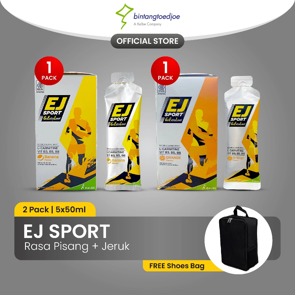 NEW! EJ Sport Sachet Banana 1 Pack + EJ Sport Orange 1 Pack FREE Shoes Bag