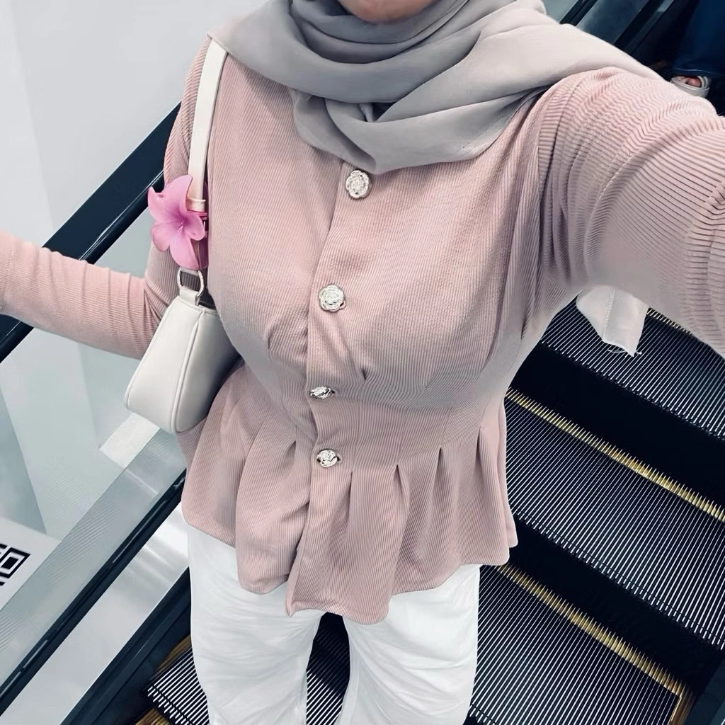 Vana Blouse - Atasan Pelpum Fit Body Knit - Blouse Lengan Panjang Wanita - Atasan Wanita