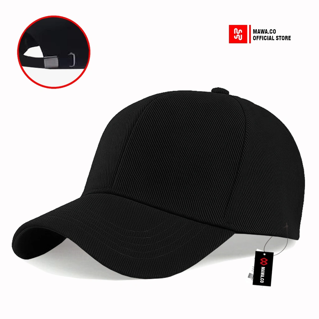 Mawa.co - Topi Baseball Polos Dewasa Hitam Rafel Cakop Ring Besi Unisex
