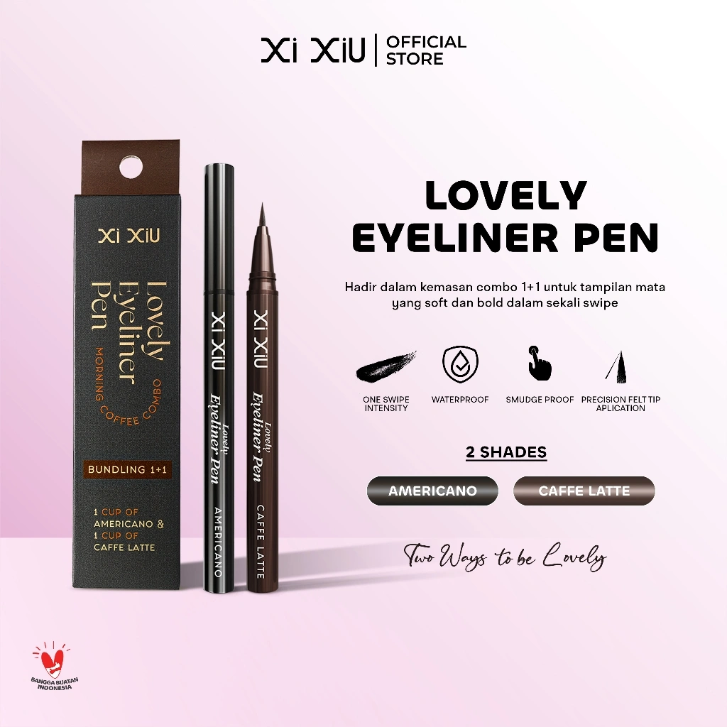 Xi XiU Lovely Eyeliner Pen Combo | Waterproof Smudgeproof | 1+1 Bundle – Waterproof Smudgeproof | Americano & Caffè Latte | One Swipe Intensity & Precision Felt Tip
