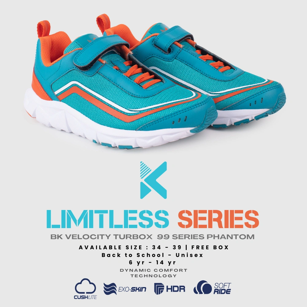 BOLD&KO Velocity TurboX 99 Hijau Sepatu Anak Sekolah Premium | Unisex, Nyaman, Ringan Uk 34–39