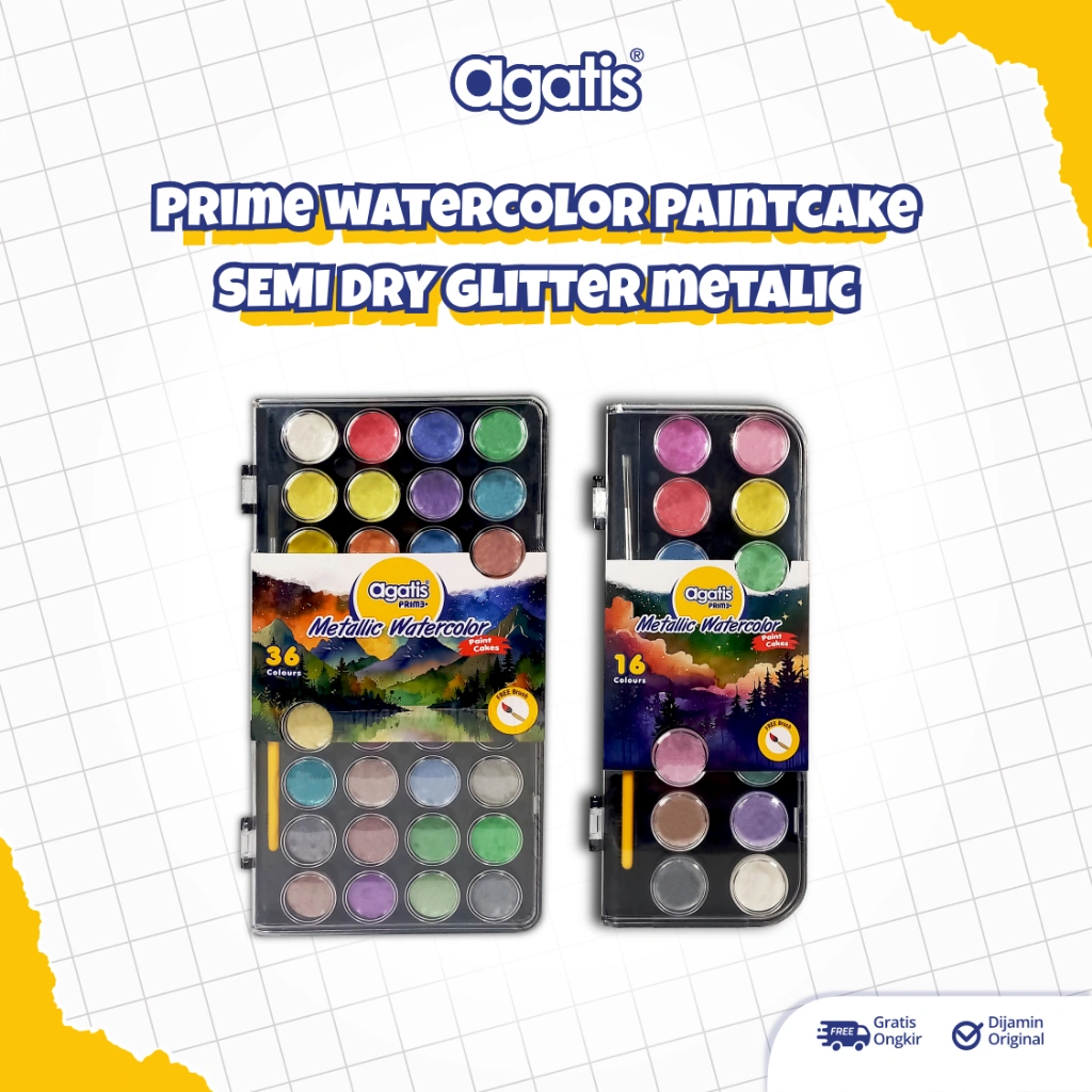 AGATIS - Prime Watercolor Paint Cake Warna Metalic