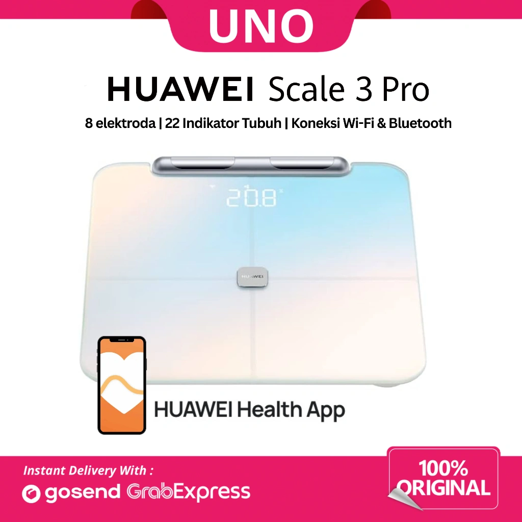Huawei Scale 3 Pro 8 Elektroda WiFi Bluetooth Smart Body Fat Scale Timbangan Digital