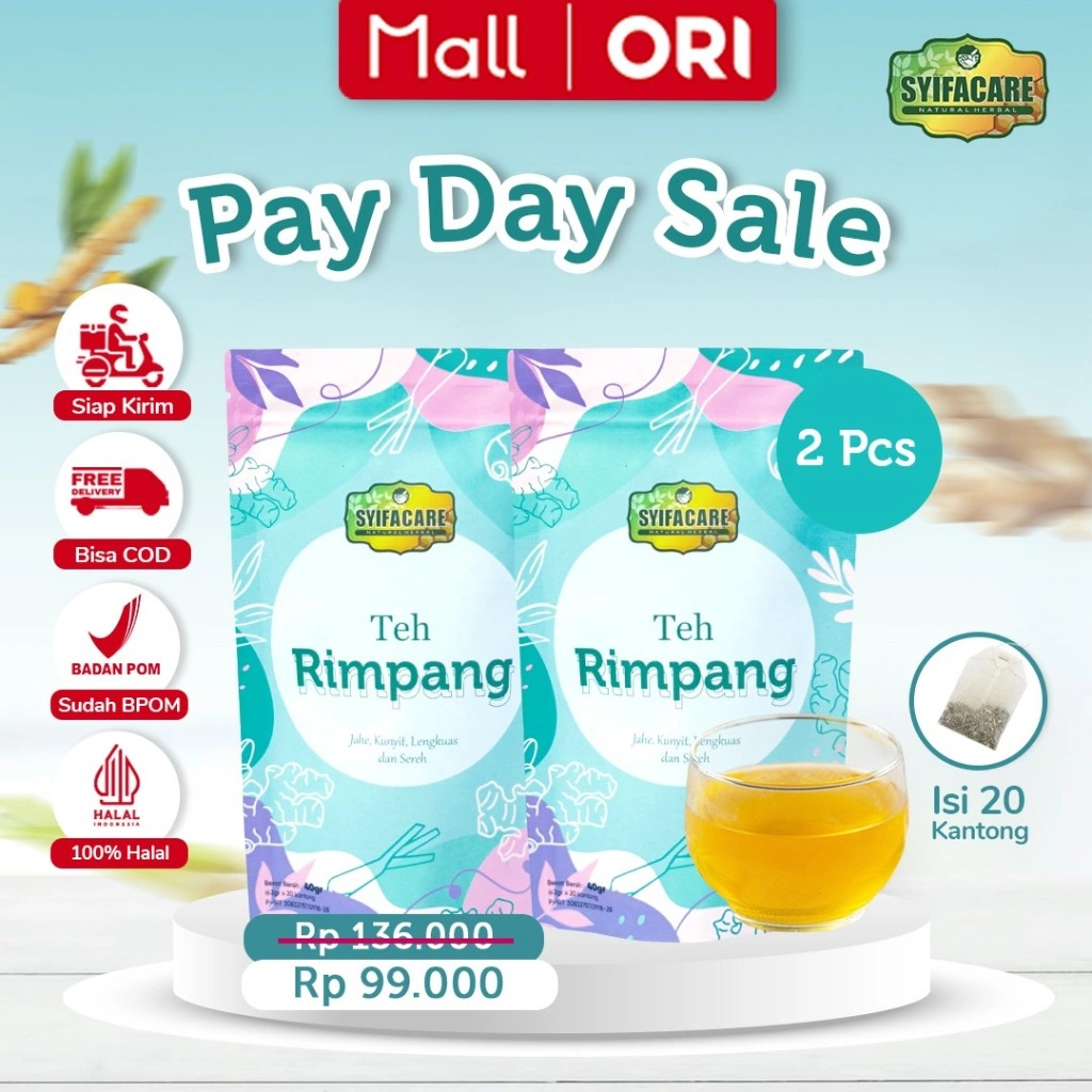 [Paket 2 Pcs] BPOM Teh Rimpang JSR Syifacare - Minuman Instan Herbal Rempah Jahe Kunyit Lengkuas Sereh - BPOM & HALAL MUI