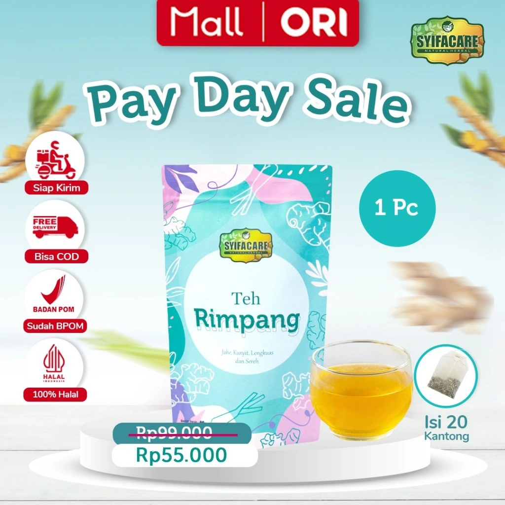 BPOM Teh Rimpang JSR Syifacare - Minuman Instan Herbal Rempah Jahe Kunyit Lengkuas Sereh - BPOM & HALAL MUI