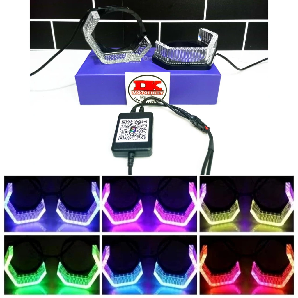 Crystal RGB 5D Ring Shroud Hexa Akrilik 2.5 / 3 Inchi Motor Mobil–Aksesoris BiLED 210+ Mode Premium