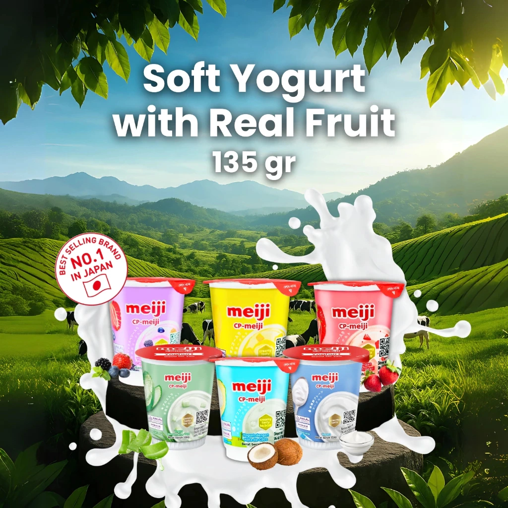 MEIJI Yoghurt / Yoghurt Jepang Buah Asli / 135g