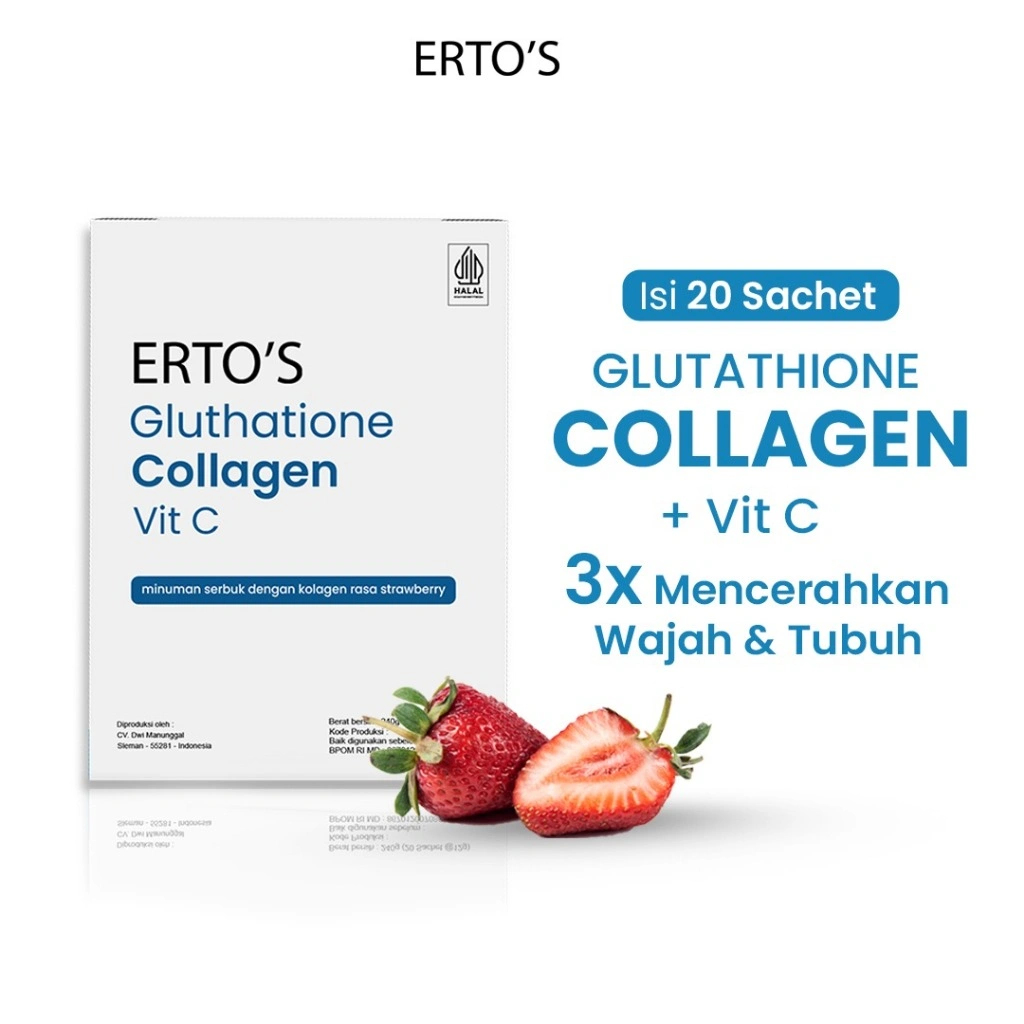 Erto's Glutathione Collagen Drink  Minuman Kolagen  Ikan Kolagen Alami Glowing Brightening  Untuk Semua Jenis Kulit Collagen Drink Minuman Collagen Whitening Booster Minuman Pencerah Pemutih Kulit Tubuh dan Pemutih Kulit Wajah BPOM