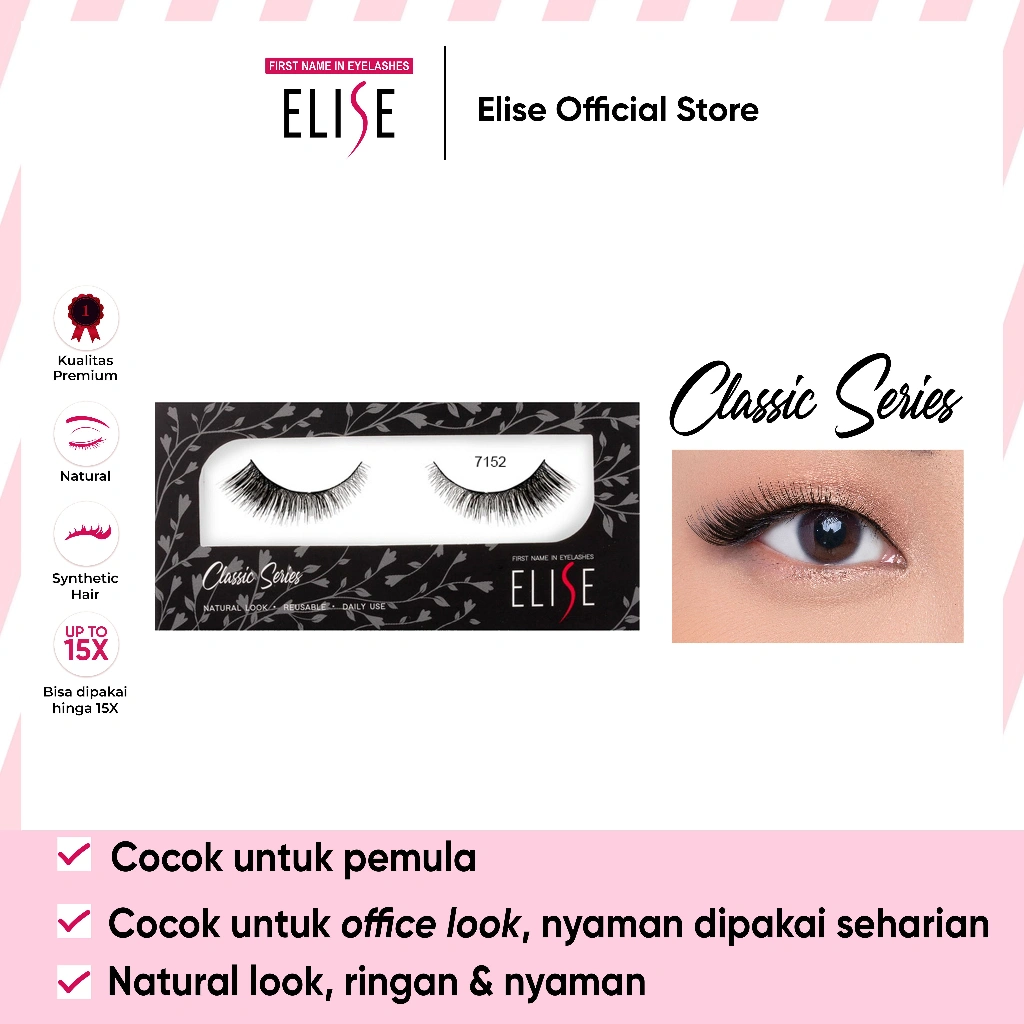 Bulu Mata Elise - Classic 7152 - Bulu Mata Natural/Daily Look/Cocok untuk Pemula