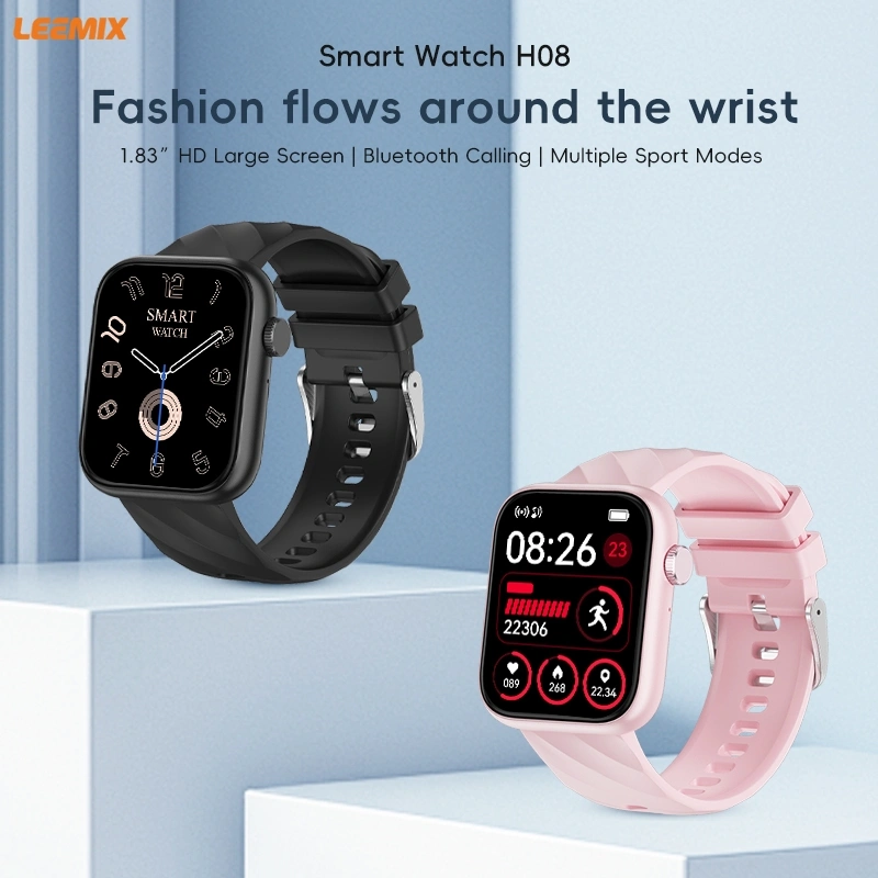 LEEMIX Smartwatch H08 HD Display - IP68 - Sleep Monitoring - Health and Sport Monitoring - Rubber Strap