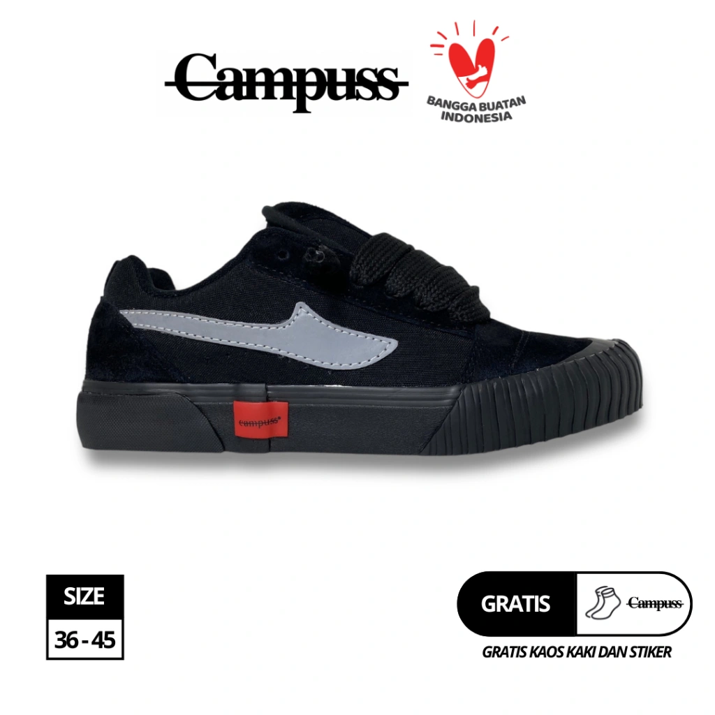 Campuss Fatboy Reflektif Sepatu Sneakers Casual Unisex Pria Wanita Sepatu Gemuk Size 36-45 Bahan Kanvas12oz Anti Slip