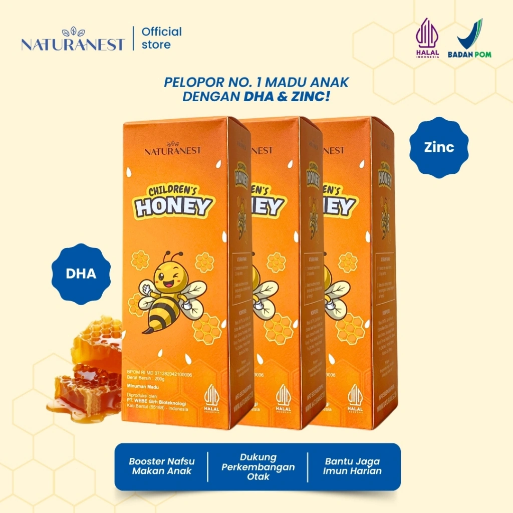 NATURANEST Childrens Honey - Madu Multivitamin Penambah Nafsu Makan Anak Paket 3 Botol