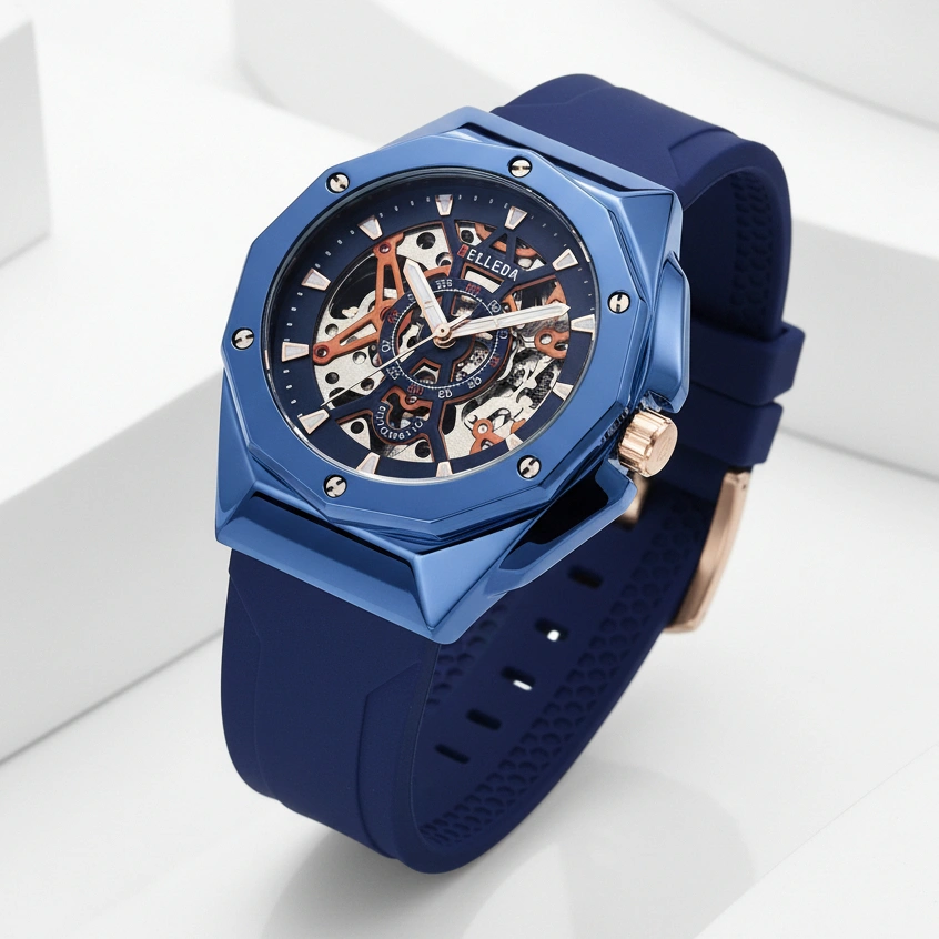 Jam Tangan Pria Belleda 9476 Strap Rubber Automatic Anti Air 3 Atm Man Watches Populer