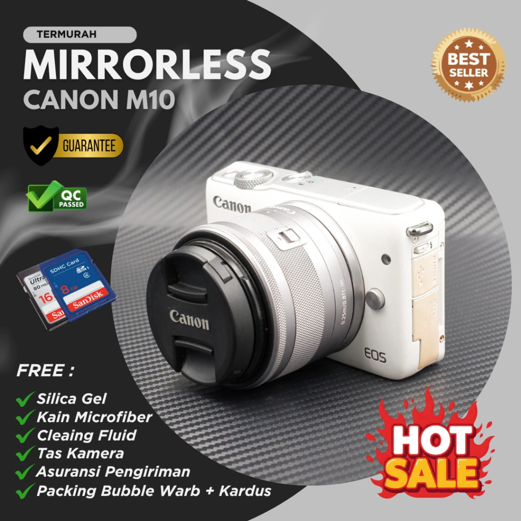 Kamera Mirrorless CANON EOS M10 Sudah WIFI & LAYAR SENTUH Cocok Untuk VLOG