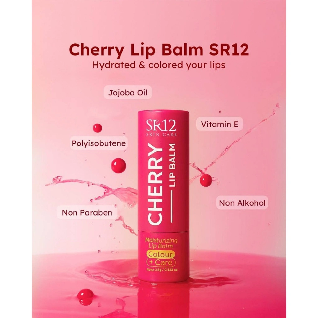CHERRY LIP BALM SR12 PELEMBAB BIBIR ANTI BIBIR KERING PUCAT DAN PEDCAH PECAH