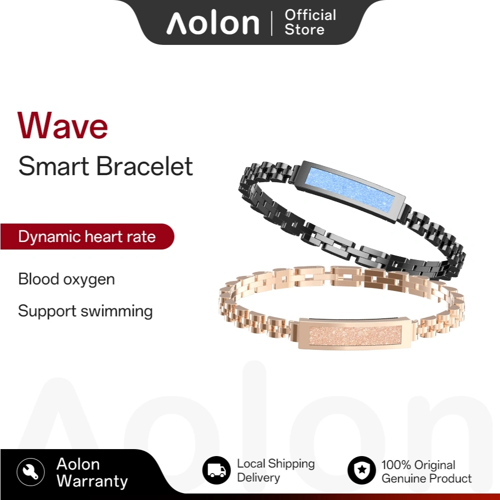 Aolon Wave Smart Bracelet Health Monitor 24h Dynamic Heart-rate Blood Oxygen support Swimming Diving Gelang Pintar logam paduan zinc
