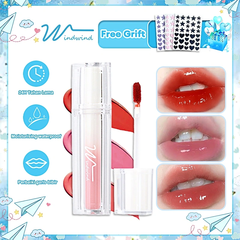 Windwind Lip Gloss Iced Tea Jelly Tint Lipstik Glossy  Jelly Tahan Lip GlazeLama Pelembab