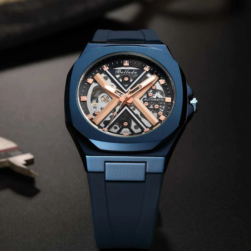 Jam Tangan Pria Belleda 9646 Automatic Strap Rubber Original Anti Air Fashion Pria Mewah Watches