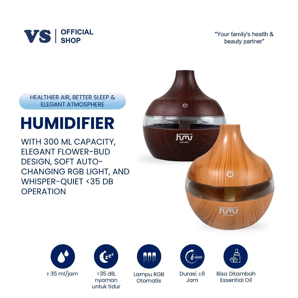 Taffware HUMI Air Humidifier Mini Ultrasonic Aroma Diffuser RGB 300ml - KJR-J003