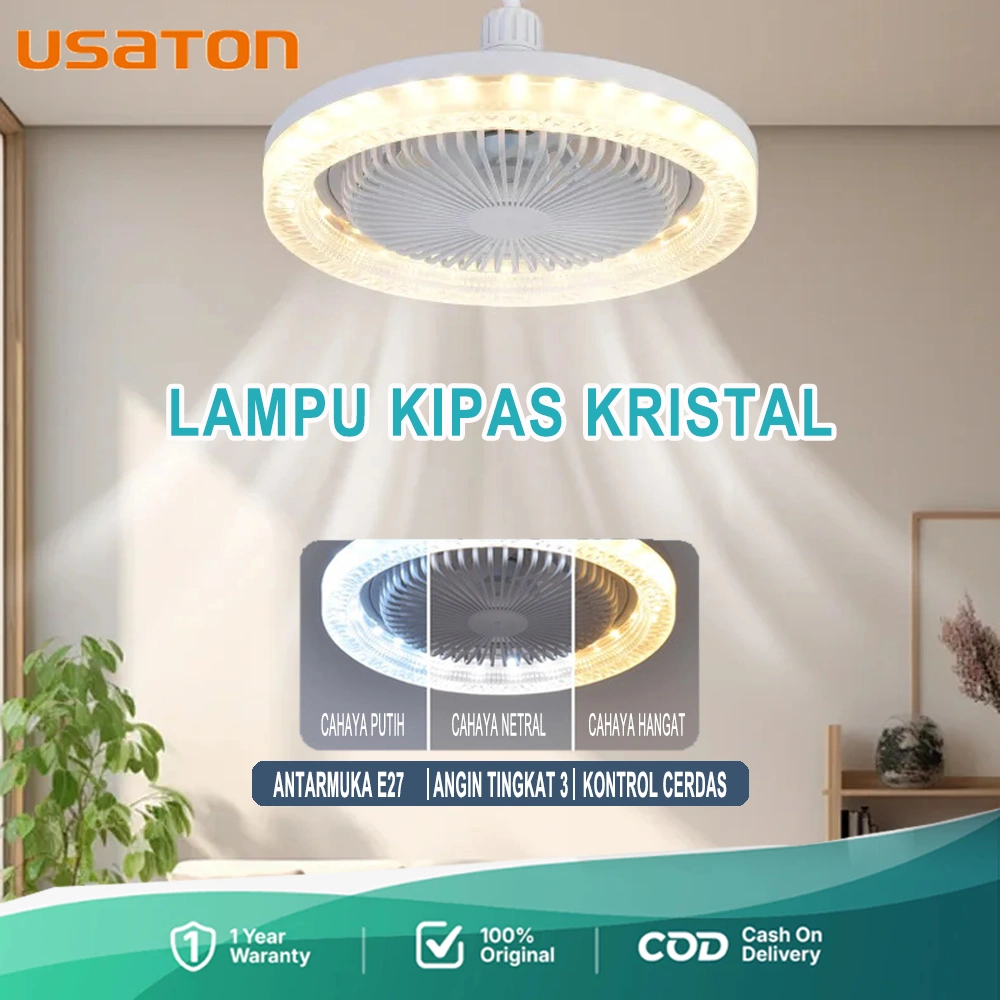 Lampu Kipas Super Terang - Lampu Kipas 50W Angin Besar dengan Remote Control, Cocok untuk Gantung/Plafon, Fitur Emergency