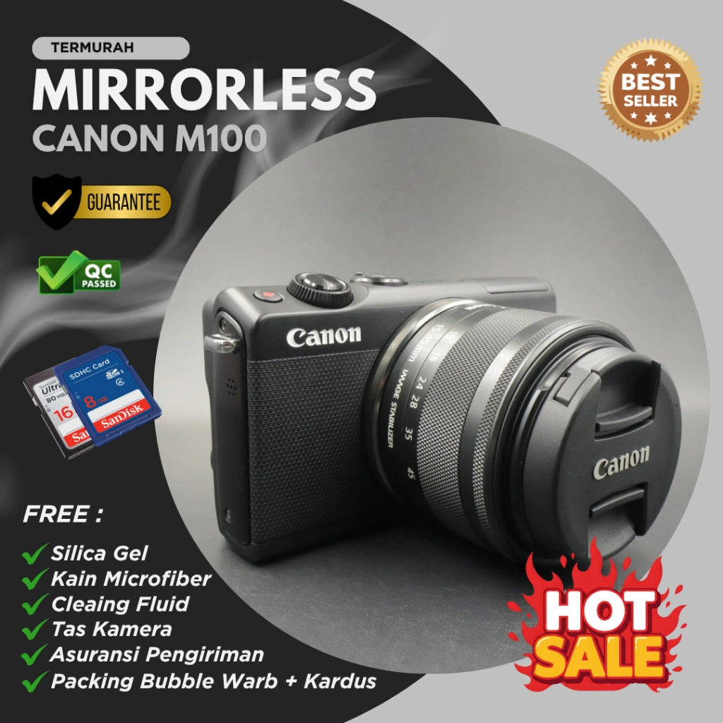 Kamera Mirrorless CANON EOS M100 Sudah WIFI & LAYAR SENTUH Cocok Untuk VLOG