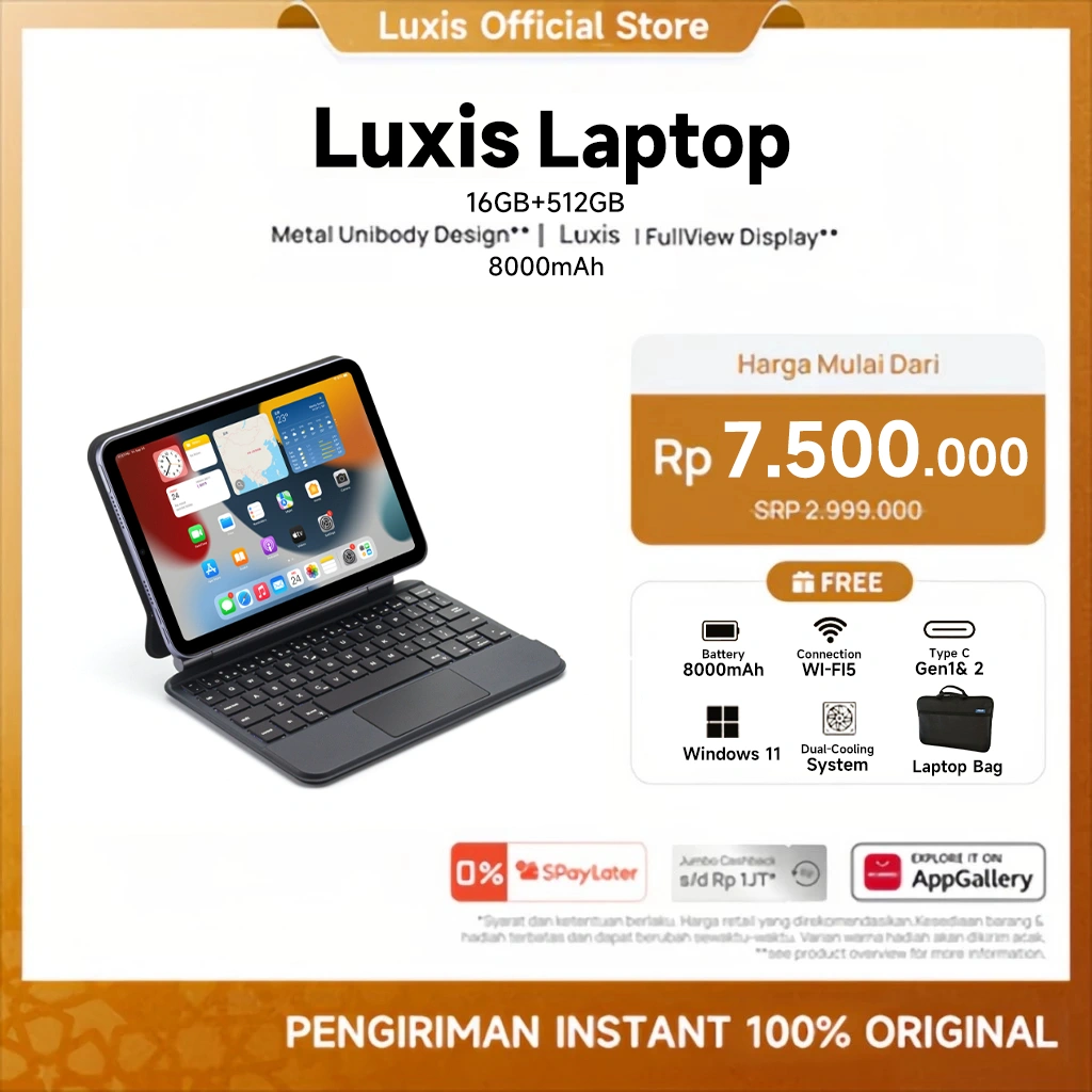 [EXCLUSIVE LAUNCH] Luxis Laptop Intel processors N95| 16GB+512GB | Desain Eksklusif Batik Megamendung | 16.0" IPS Full HD Plus WUXGA 1920x1080 Display 16:10 | 1.55 KG Weigth | Windows 11 | Garansi Resmi 1 Tahun