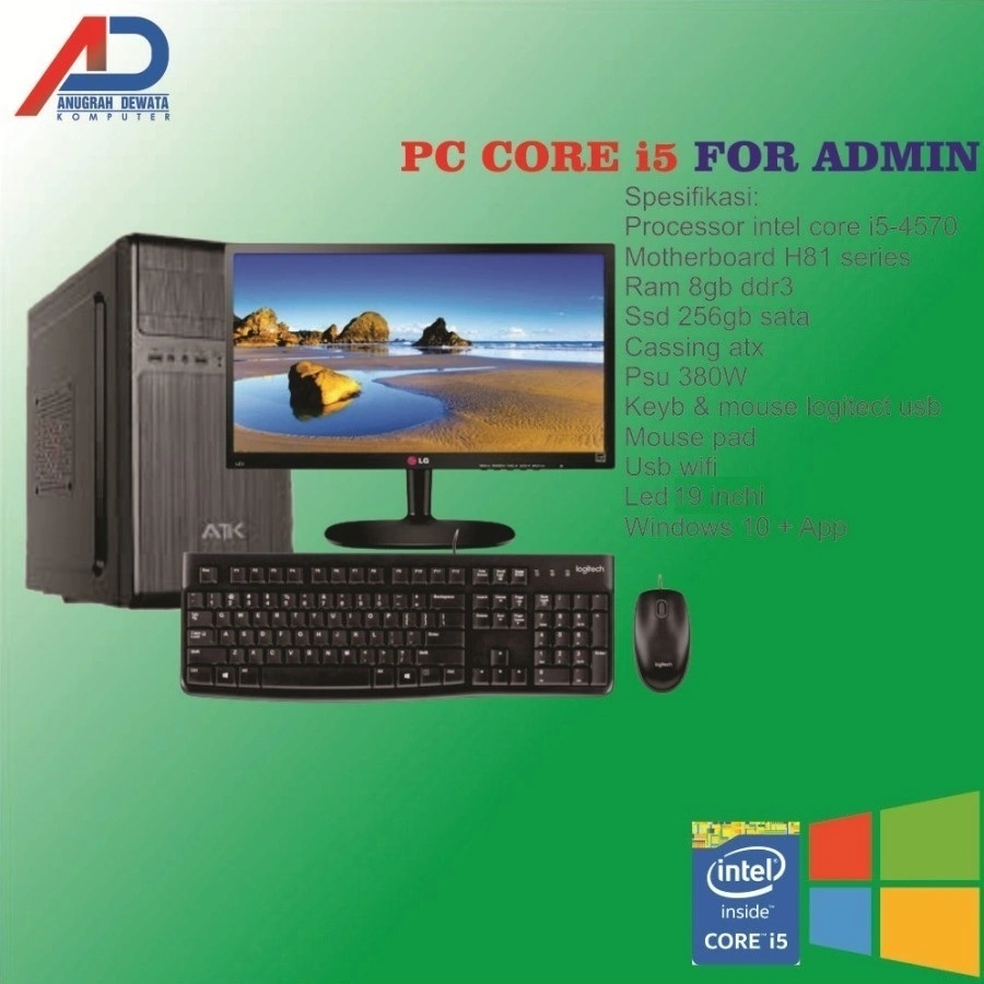 KOMPUTER CORE I5 GEN4 SSD 512GB 8GB FULL SET