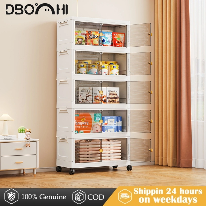 DBODHI Lemari Plastik Susun Besar Lemari Pakaian Anak & Bayi Lemari Pakaian Multifungsi Katrol Senyap Anti Debu