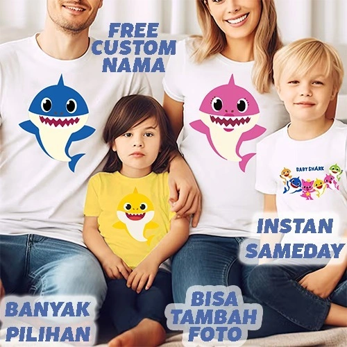 Kaos Couple/Keluarga - BA*BY SHA*RK HIU BANYAK PILIHAN- T-Shirt S/M/L/XL/XXL BIG SIZE Jumbo