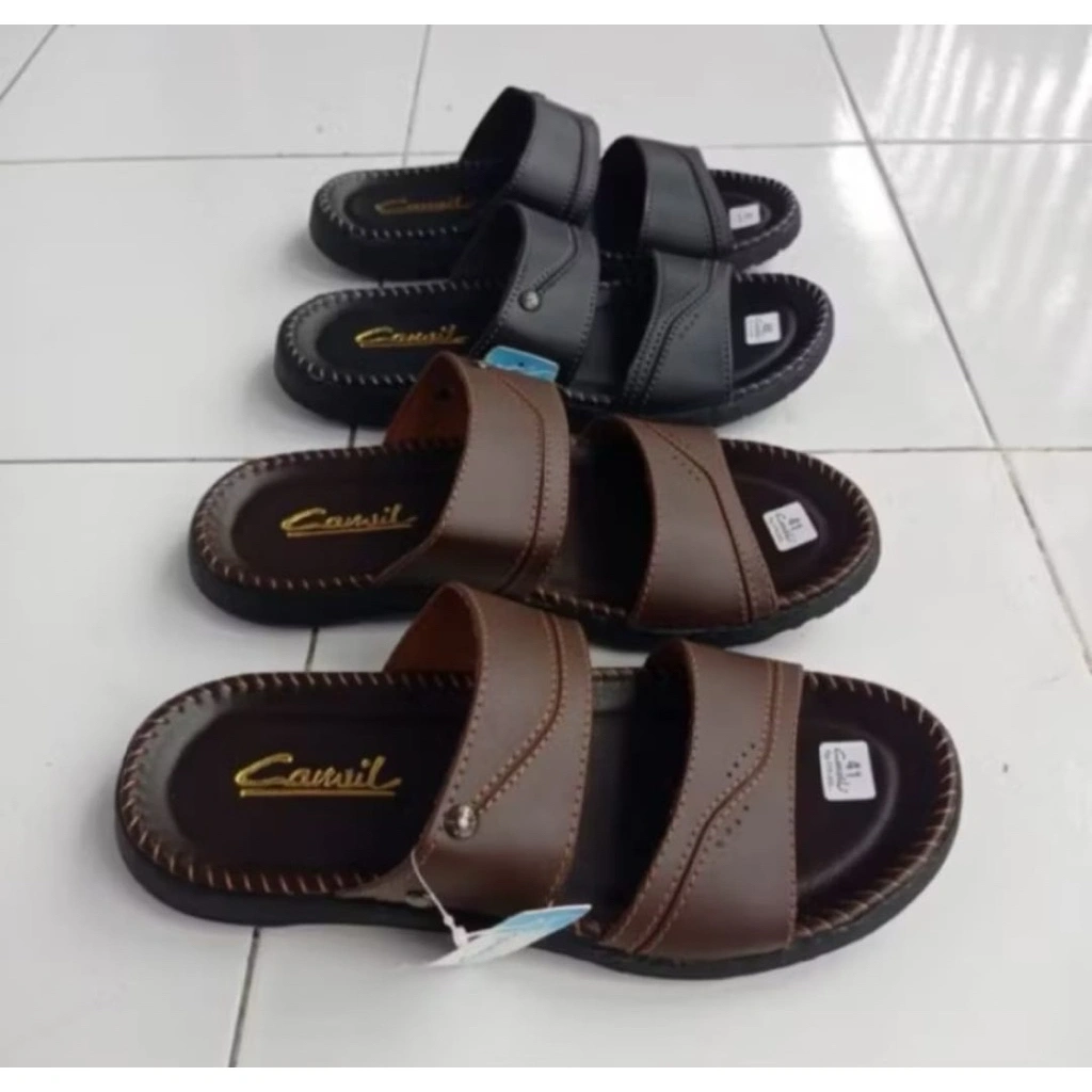 ￼Sandal Pria Carvil Original 100℅ Jepit Kulit Jahitan Double Terbaru