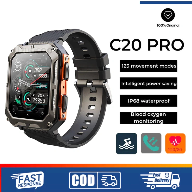 Smartwatch C20 Anti Air 5ATM Jam Pintar Pria Olahraga 1.83inch Full Touchscreen Jam Tangan Pria Voice Assistant Fitness
