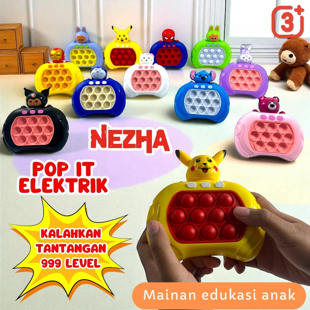 Generasi 3 Terbaru Level 999 Pop It Push Bubble Game Elektronik Mainan Edukasi Anak Squishy Viral Quick Push Menghilangkan Stress Pop It Nyala Musik Light LED Fidget