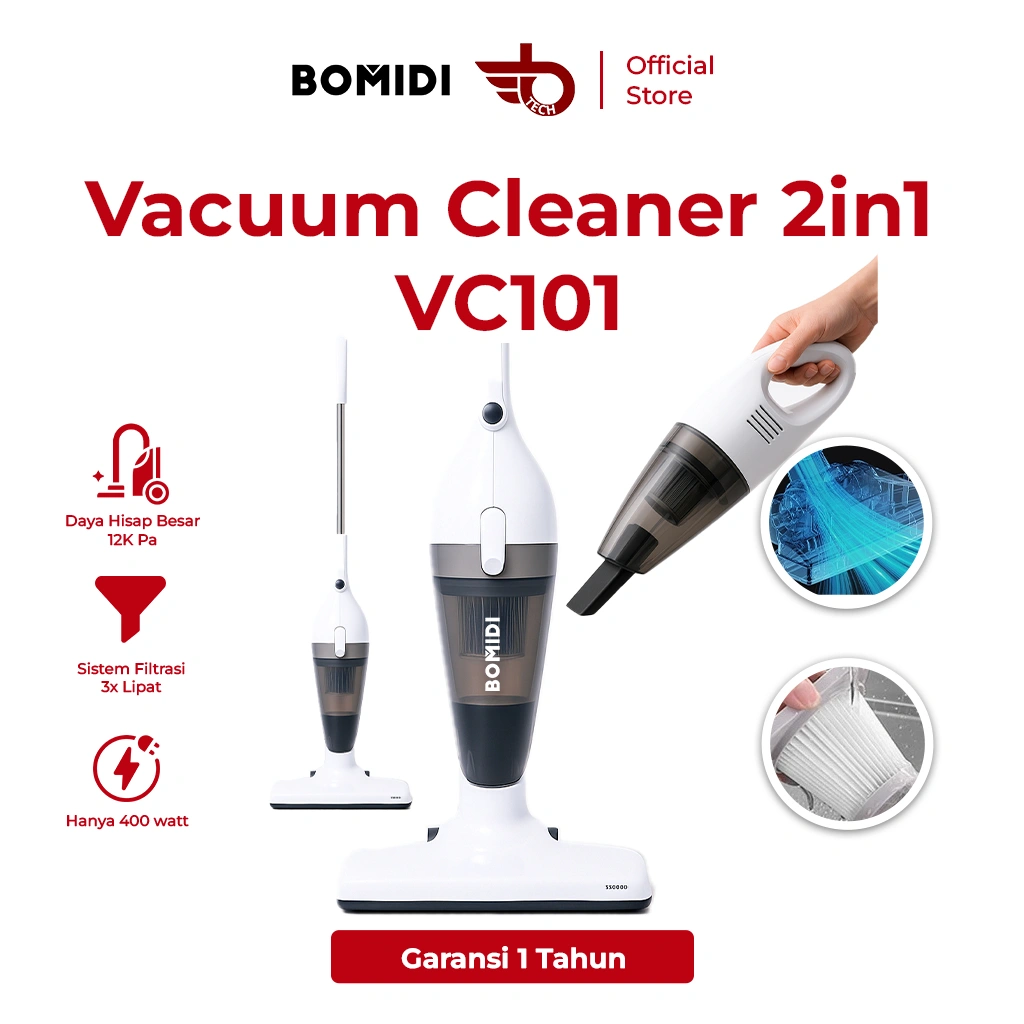 BOMIDI - VC101 Portable Handheld 2 in 1 Vaccum Cleaner / Penyedot Debu Rumah Dan Mobil Dengan 2 Kepala Sikat