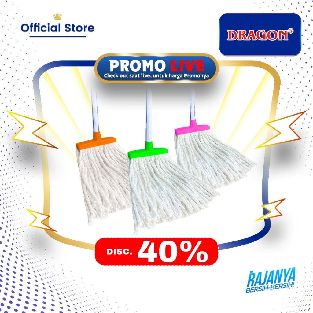 DRAGON [PROMO LIVE] Mop Pel P15 Sumbu 110 cm Alat Pembersih Lantai Cleaning Mop MP211
