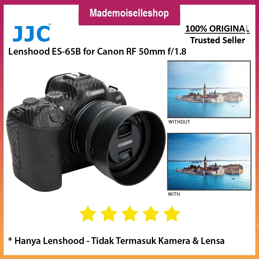 JJC Lenshood ES-65B Lenshood for Canon RF Lens 50mm f/Reversible Lens Hood for Reduce Lens Flare - Prevent Reflection - Protect Lens