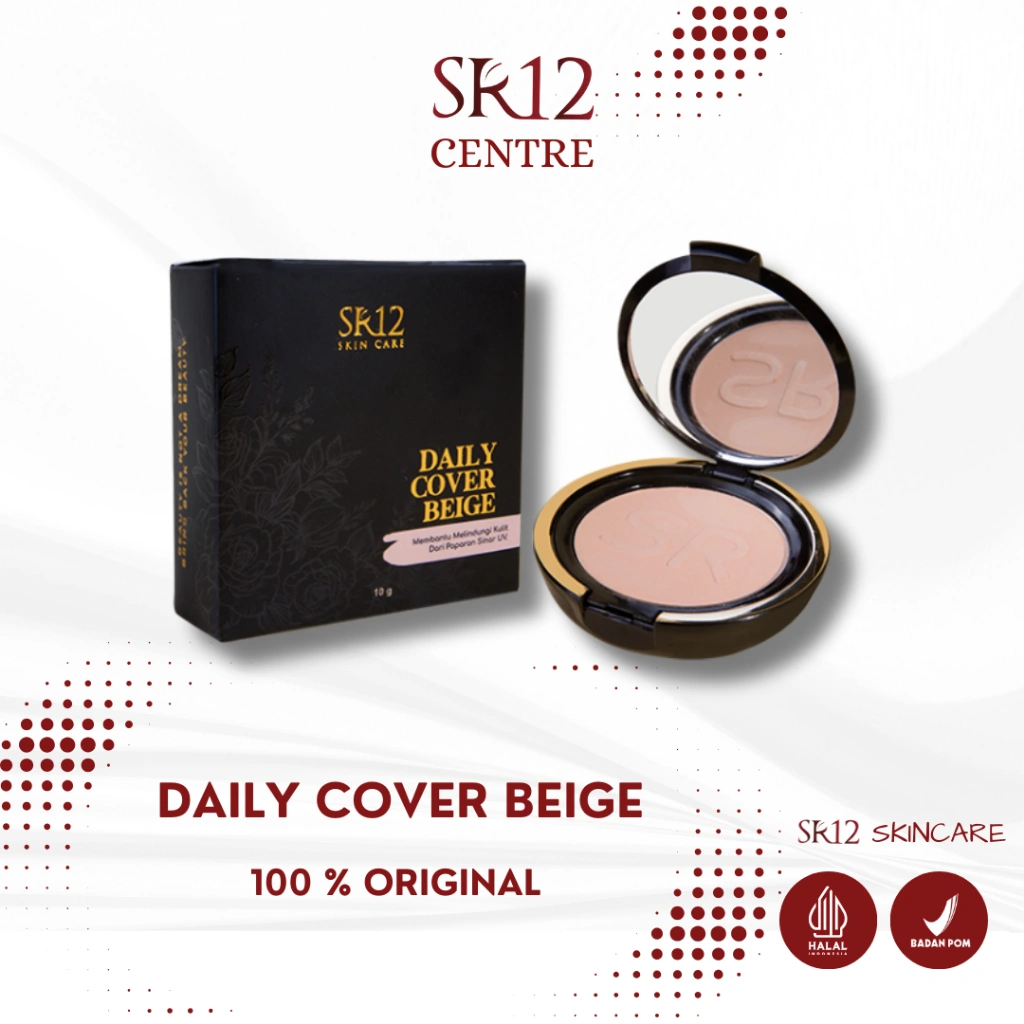 SR12 Daily Cover BEIGE Bedak Padat Makeup Wajah Tahan Lama Full Coverage