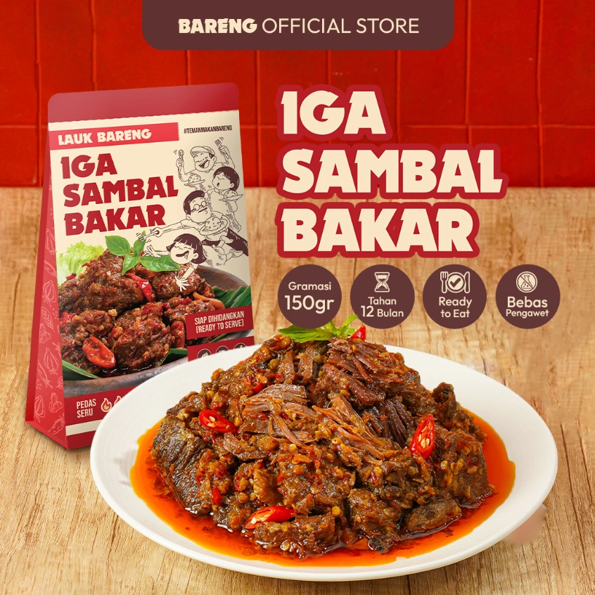 Lahap Bareng | Iga Sapi Sambal Bakar Pedas | Makanan Lauk Instant Ready to Eat, Real Food, Halal, Praktis & Tanpa Pengawet | Masakan Rumahan, Masakan Siap Saji | Lauk Praktis Untuk Bekal, Traveling, Bepergian, Umroh