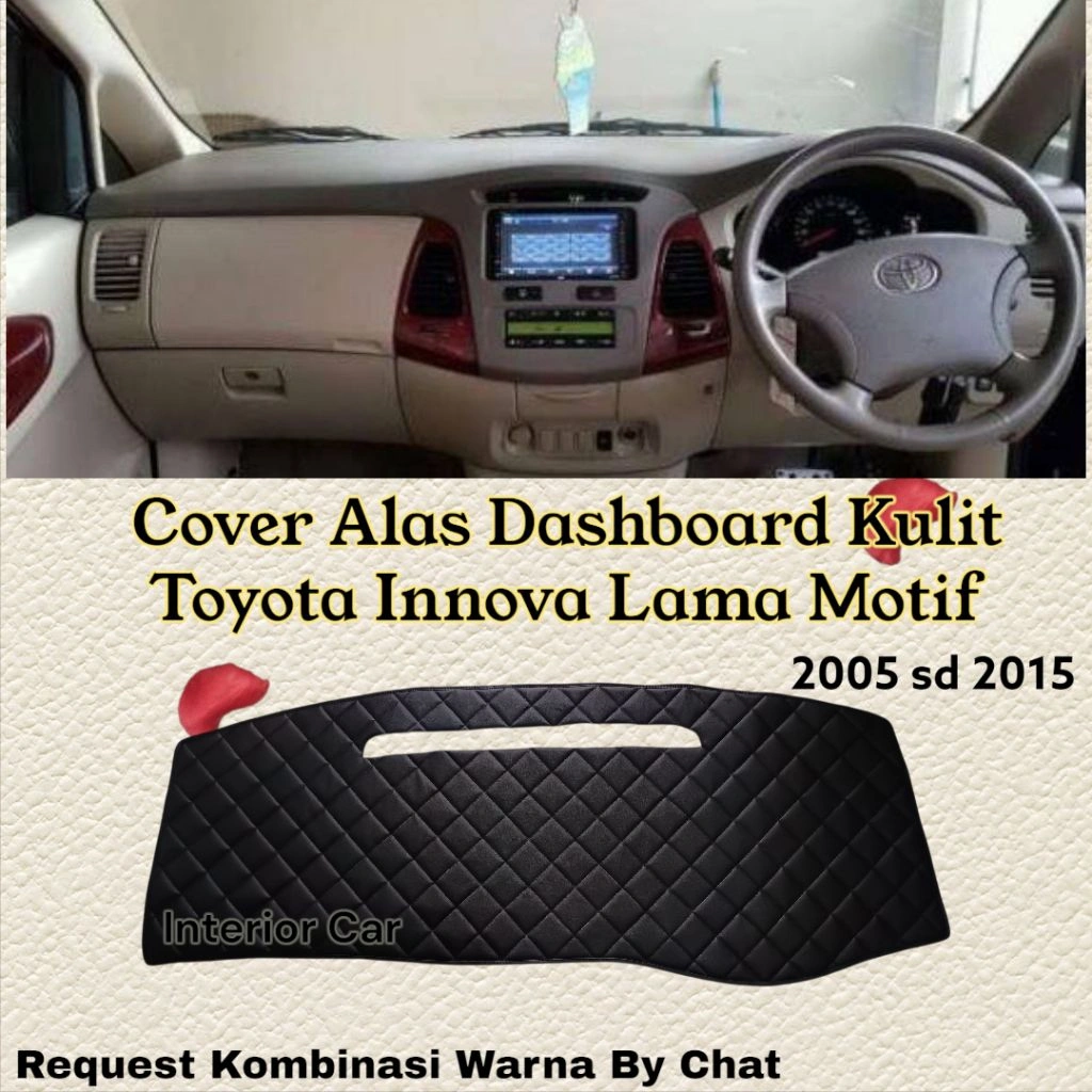 Cover Dashboard Innova Lama Toyota Kulit Premium Aksesoris Pelindung Dashboard Interior Motif Wajik